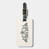 Vintag Peacocks Monogram Ivory BG Gepäckanhänger (Vorderseite vertikal)