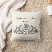 Vintag Peacocks Monogram Ivory BG Kissen (Decke)