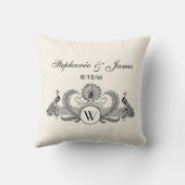 Vintag Peacocks Monogram Ivory BG Kissen (Rückseite)