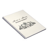 Vintag Peacocks Monogram Ivory BG Notizblock (Rechte Seite)