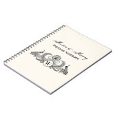 Vintag Peacocks Monogram Ivory BG Notizblock (Linke Seite)