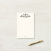Vintag Peacocks Monogram Ivory BG Post-it Klebezettel (Auf Schreibtisch)