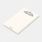 Vintag Peacocks Monogram Ivory BG Post-it Klebezettel (angewinkelt)