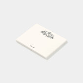 Vintag Peacocks Monogram Ivory BG Post-it Klebezettel (angewinkelt)