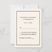 Vintag Peacocks Monogram Ivory BG RSVP Karte (Rückseite)