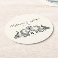 Vintag Peacocks Monogram Ivory BG