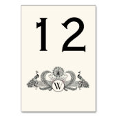 Vintag Peacocks Monogram Ivory BG Tischnummer (Rückseite)