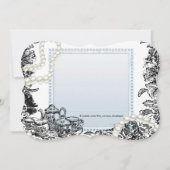 Vintag Pearls Blue Bridal Tee Einladung (Rückseite)