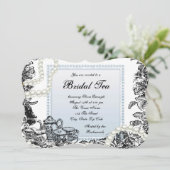 Vintag Pearls Blue Bridal Tee Einladung (Stehend Vorderseite)