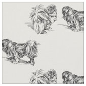 Vintag Pekingese Sketch Stoff (Nahaufnahme)