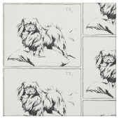 Vintag Pekingese Sketch Stoff (Muster)