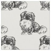 Vintag Pekingese Sketch Stoff (Nahaufnahme)
