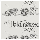 Vintag Pekingese Sketch Stoff (Nahaufnahme)