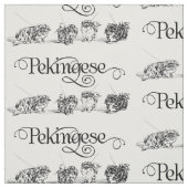 Vintag Pekingese Sketch Stoff (Muster)