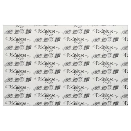 Vintag Pekingese Sketch Stoff (Fat Quarter (45,7 x 55,9 cm))