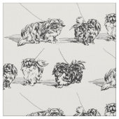 Vintag Pekingese Sketch Stoff (Nahaufnahme)
