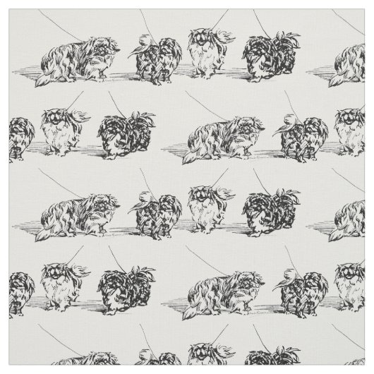 Vintag Pekingese Sketch Stoff (Muster)