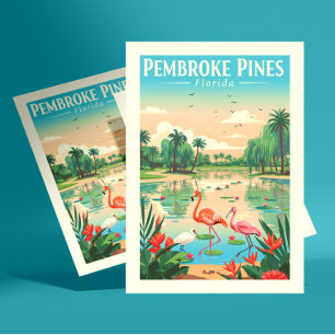 Vintag Pembroke Pines Florida Postkarte