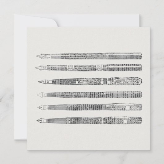 Vintag Pens Newspaper Art Illustration Karte (Vorderseite)