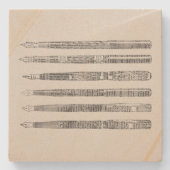 Vintag Pens Newspaper Art Illustration Steinuntersetzer (Vorderseite)