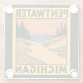 Vintag Pentwater Michigan Glasuntersetzer (Rückseite)