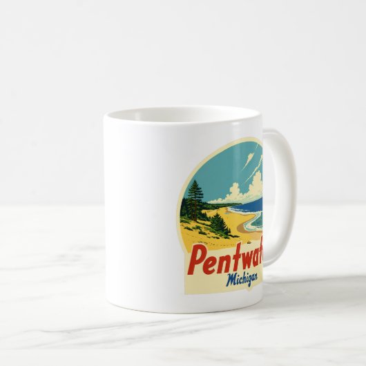 Vintag Pentwater Michigan Kaffeetasse (VorderseiteRechts)