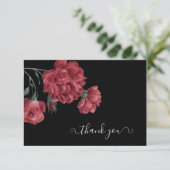 Vintag Peonies Black Brautparty Dankeskarte (Stehend Vorderseite)