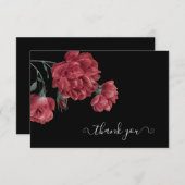 Vintag Peonies Black Brautparty Dankeskarte (Vorne/Hinten)