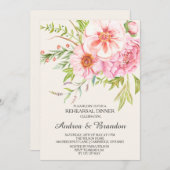 Vintag Peonies Probe Abendessen Einladung (Vorne/Hinten)