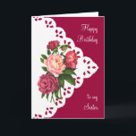 Vintag Peony Blume Sister Scripse Verse Karte<br><div class="desc">Vintage Peony-Blume für Schwester Birthday mit schöner Schrift: "Der Herr segne dich und behalte dich; der Herr lässt sein Gesicht auf dir scheinen und sei freundlich zu dir; der Herr erhebt Seinen Antlitz auf dir und gibt dir Frieden." Nummern 6:22-27</div>