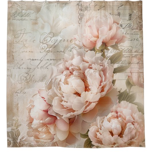 Vintag Peony Elegance Duschvorhang (Vorderseite)