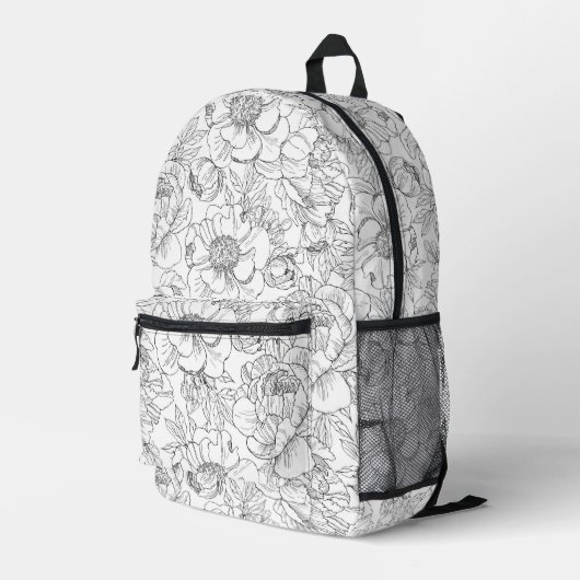 Vintag Peony Floral Muster Bedruckter Rucksack (Rückseitige Ecke Rechts)