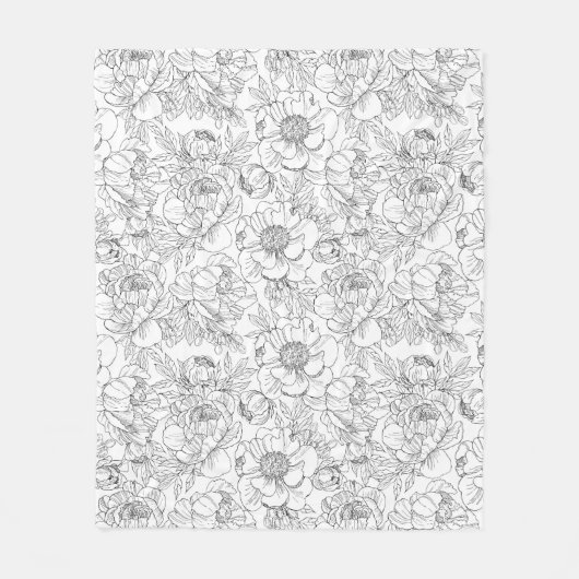 Vintag Peony Floral Muster Fleecedecke (Vorderseite)