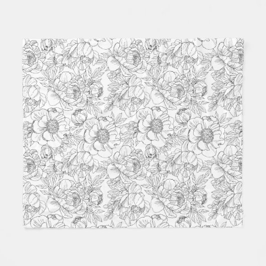 Vintag Peony Floral Muster Fleecedecke (Vorderseite (Horizontal))