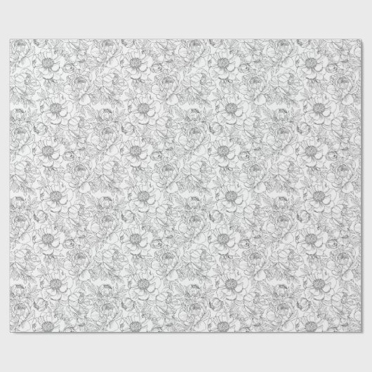 Vintag Peony Floral Muster Geschenkpapier (Flach)