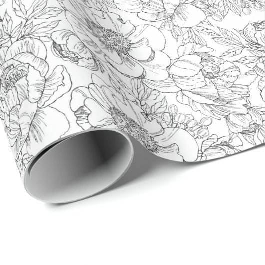 Vintag Peony Floral Muster Geschenkpapier (Rolleneckpunkt)