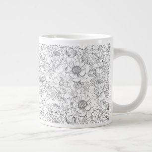 Vintag Peony Floral Muster Jumbo-Tasse
