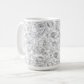 Vintag Peony Floral Muster Kaffeetasse (Vorderseite Links)