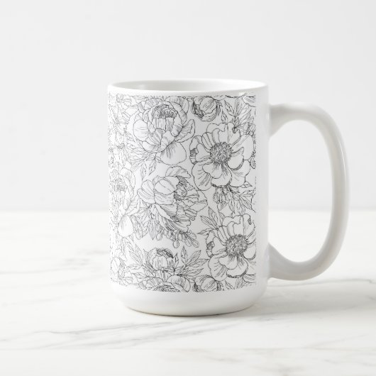 Vintag Peony Floral Muster Kaffeetasse (Rechts)