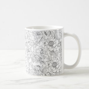 Vintag Peony Floral Muster Kaffeetasse