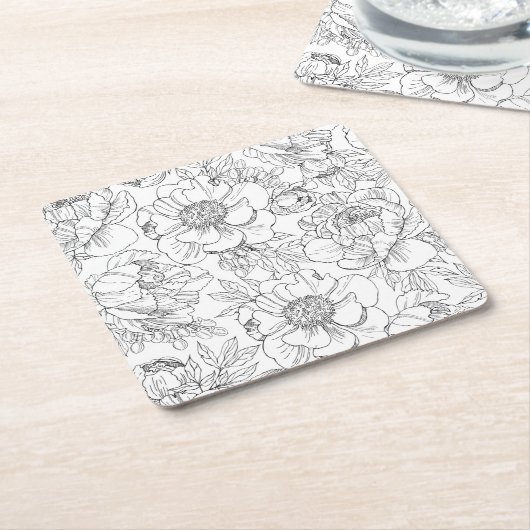 Vintag Peony Floral Muster Rechteckiger Pappuntersetzer (angewinkelt)