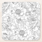 Vintag Peony Floral Muster Rechteckiger Pappuntersetzer (Vorderseite)