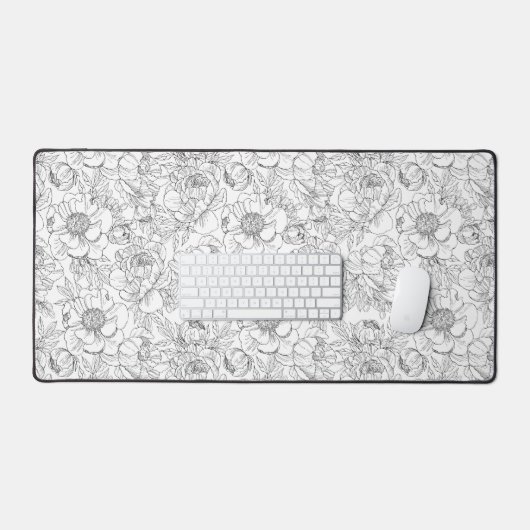 Vintag Peony Floral Muster Schreibtischunterlage (Tastatur & Maus)