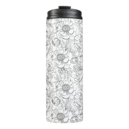 Vintag Peony Floral Muster Thermosbecher (Vorderseite)