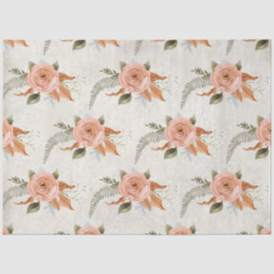 Vintag Peony Floral Peach Foliage Decoupage Seidenpapier