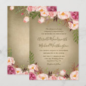 Vintag Peony Rose Blush Hochzeitseinladungen Einladung (Vorne/Hinten)