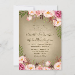 Vintag Peony Rose Blush Hochzeitseinladungen Einladung