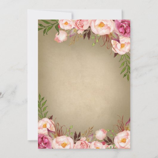 Vintag Peony Rustic Bridal Dusche Einladungen (Rückseite)