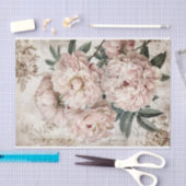 Vintag Peony Shabby Wallpaper Decoupage Seidenpapier (Handwerk)