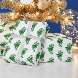 Vintag Peppermint Green Candy Cane mit Bow Geschenkpapier